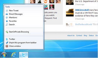 Twitter via Internet Explorer 9 permet de facilement envoyer un tweet