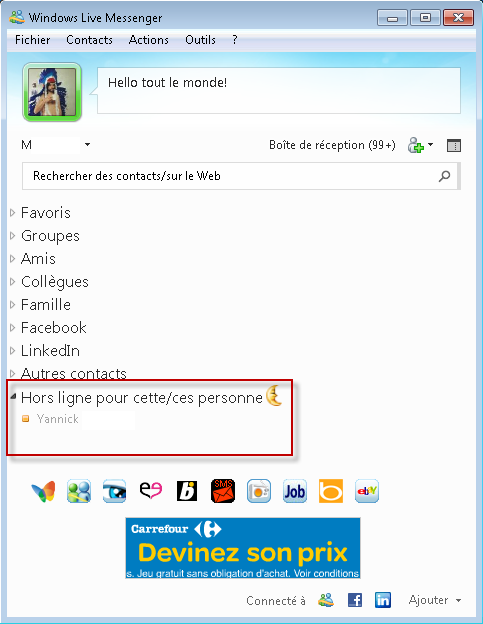 Messenger 2011 - hors ligne groupe