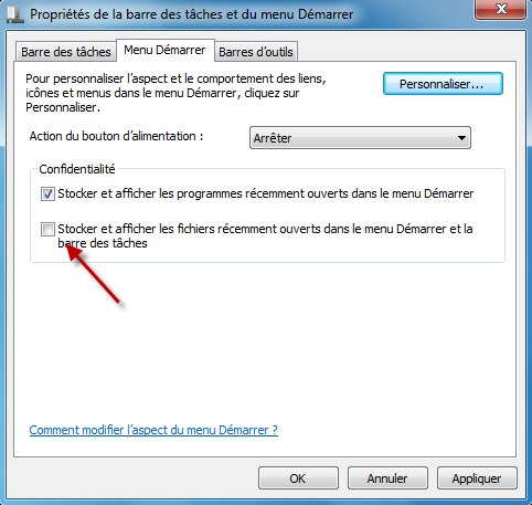 Documents recents menu demarrer