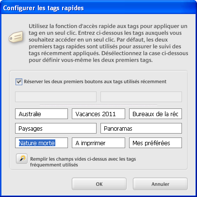 Personnaliser les raccourcis mots-clés dans Picasa