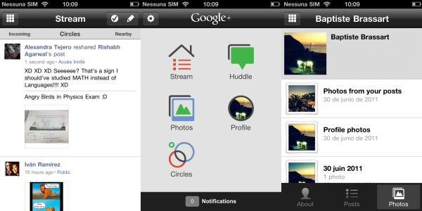 Captures de Google+ iPhone