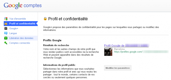 Profil et Confidentialité dans Google+