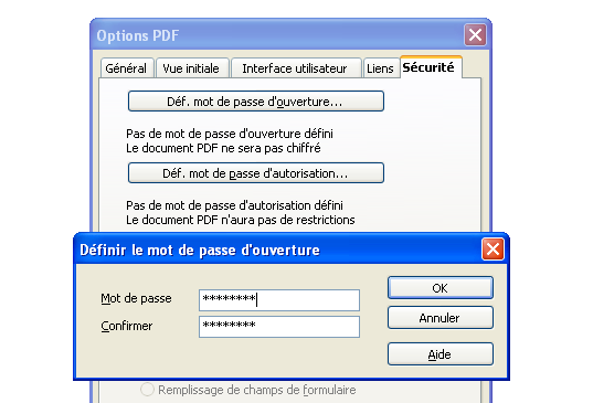 Définir un mot de passe pour un PDF avec OpenOffice