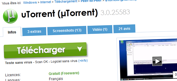 Télécharger uTorrent depuis Softonic