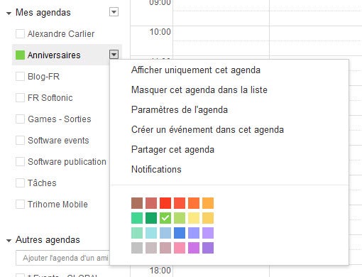 Régler les paramètres de l'agenda