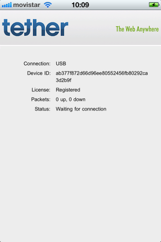 iTether au démarrage