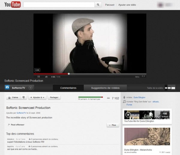 Nouveau design de la page de lecture de YouTube Cosmic Panda