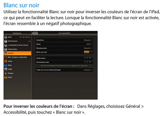 iPad inverser les couleurs