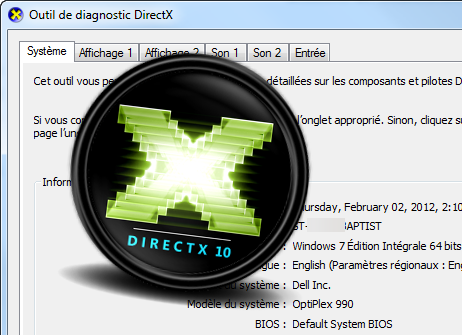 Outil de diagnostic DirectX Softonic