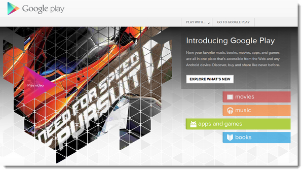 Google Play Google Play la nouvelle interface de Google pour l'ensemble de ses contenus