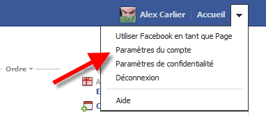 facebook - Paramètres du compte