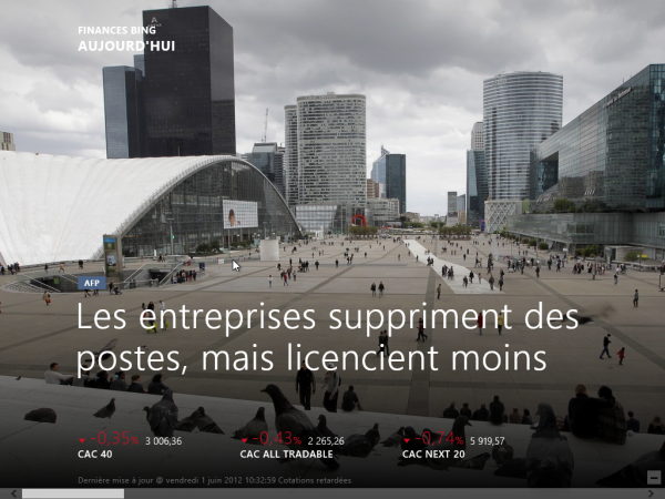 Nouvel écran d'accueil pour Finances