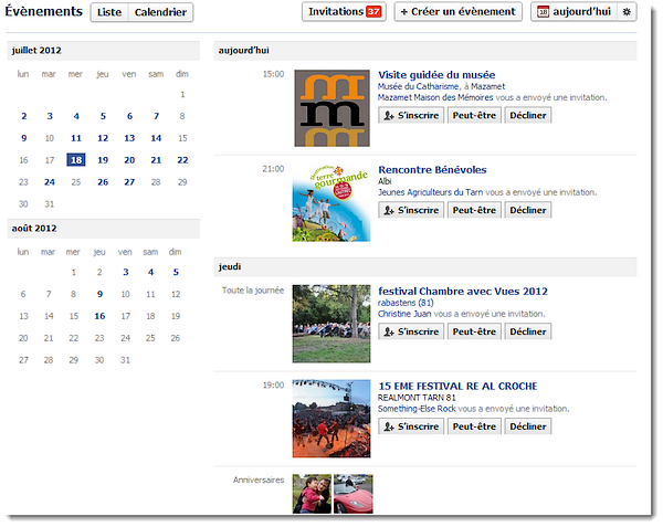 Facebook - inscription à un évènement