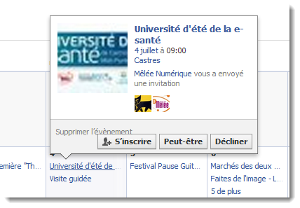 Facebook - inscription à un évènement
