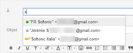 Gmail, suggestion de contact
