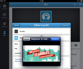 Twitter sur iPad: Recadrer l'image en-tête