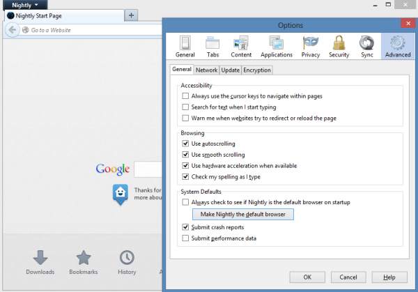 Définir Firefox Metro Preview comme navigateur par défaut