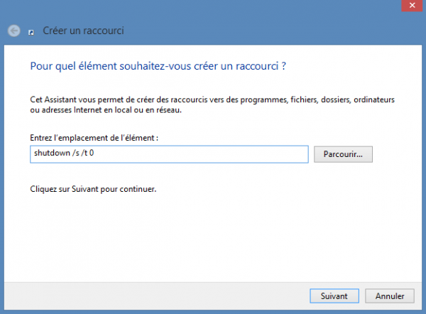 La ligne de commande pour éteindre le PC