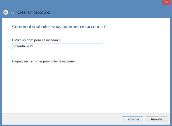 Renommer le raccourci
