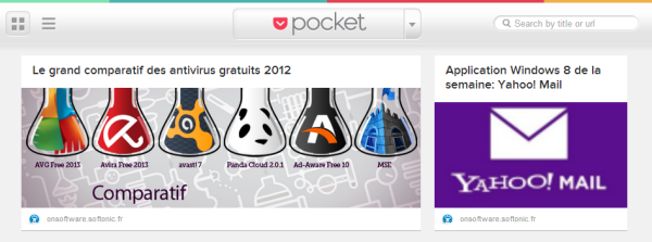 Interface Web de Pocket