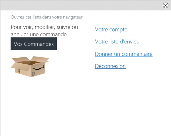 Amazon pour Windows 8 - Gestion du compte