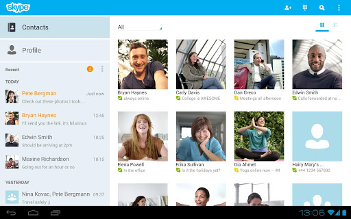 Skype sur Tablette Android