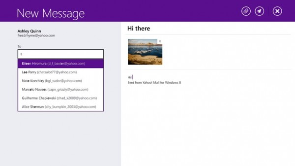 Yahoo! Mail pour Windows 8 - Interface