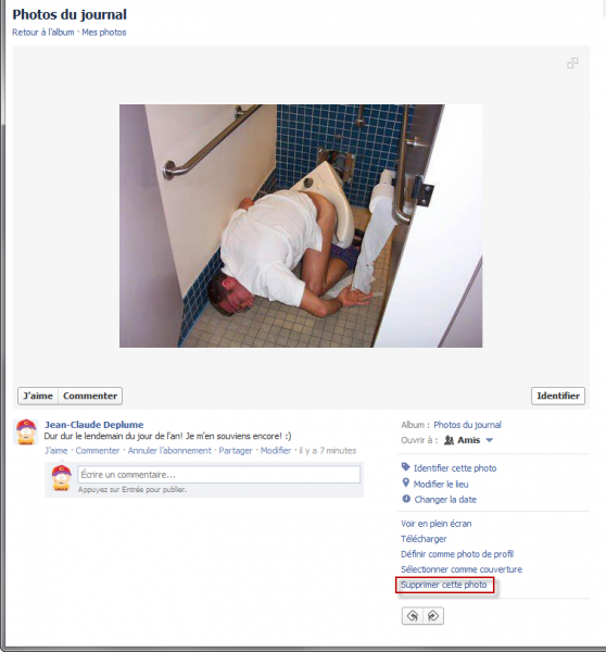 Supprimer la photo compromettante