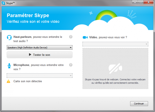 Réglages du micro et de la webcam