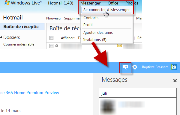 Chatter sur Outlook.com