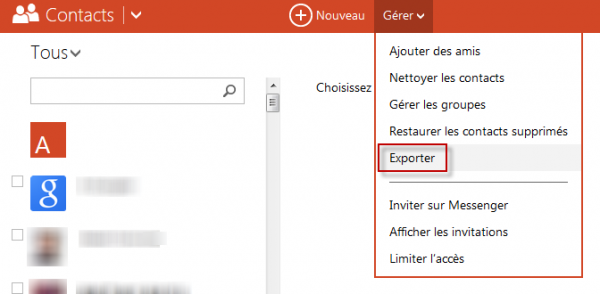 Exporter contacts Outlook
