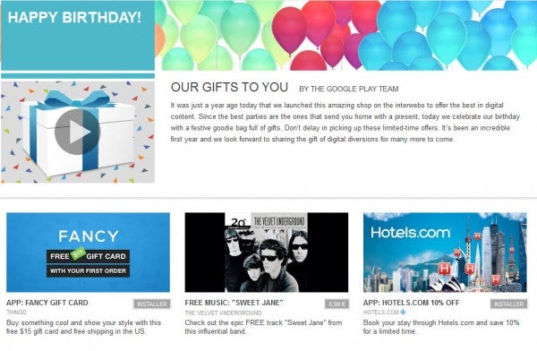 Google Play birthday