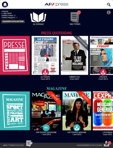 Captures d’écran iPad de l'app AF Press