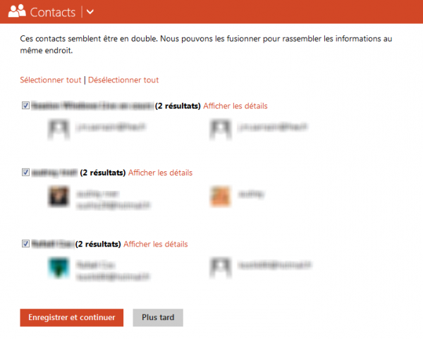 outlook nettoyer contacts