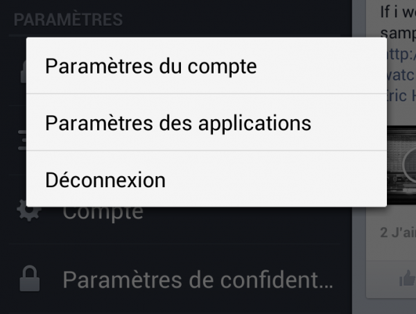 Paramètres du compte