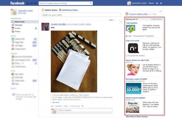 Facebook avec publicité Facebook avec publicité