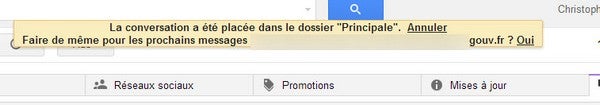 Gmail déplacer un email d'un onglet à l'autre