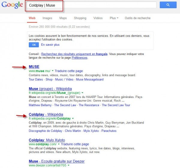 Recherche Coldplay Muse