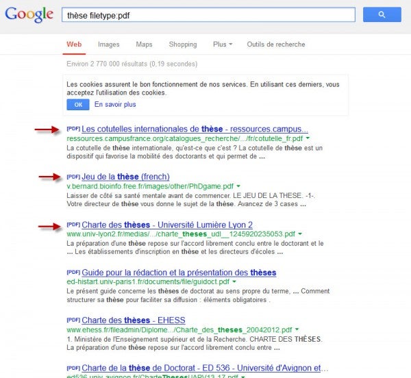 Recherche avec filetype