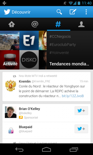 Twitter avec les trending topics