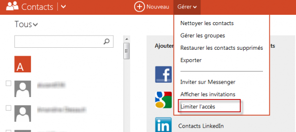 outlook limiter acces