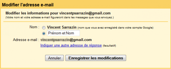 modifier nom email