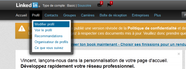 modifier profil linkedin