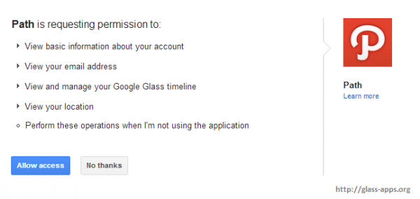 Path bientôt avec Google Glass