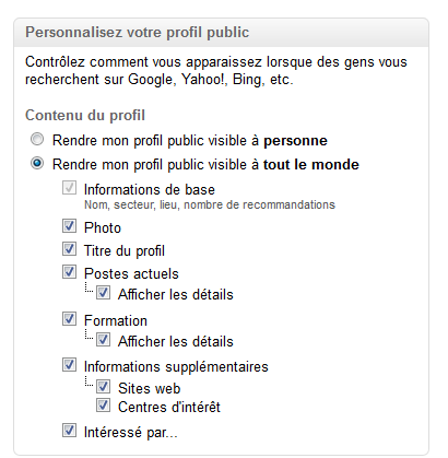 profil public linkedin