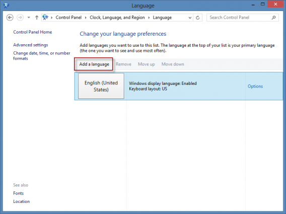Ajouter une langue Windows 8