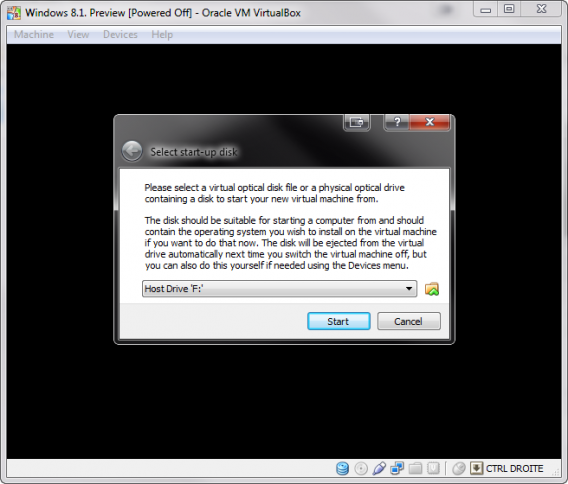 Spécifier le fichier ISO
