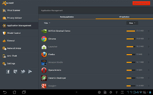 avast mobile security tablette android