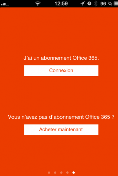 Écran installation Office pour iPhone
