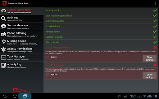 zoner antivirus tablette android
